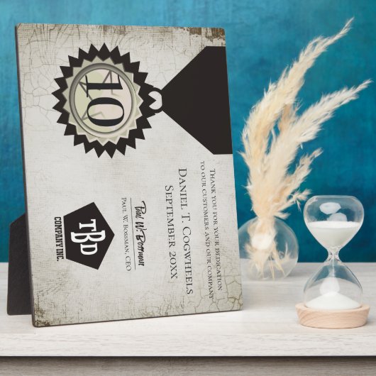 石フェイク器社員の周年記念品 フォトプラーク (側面)