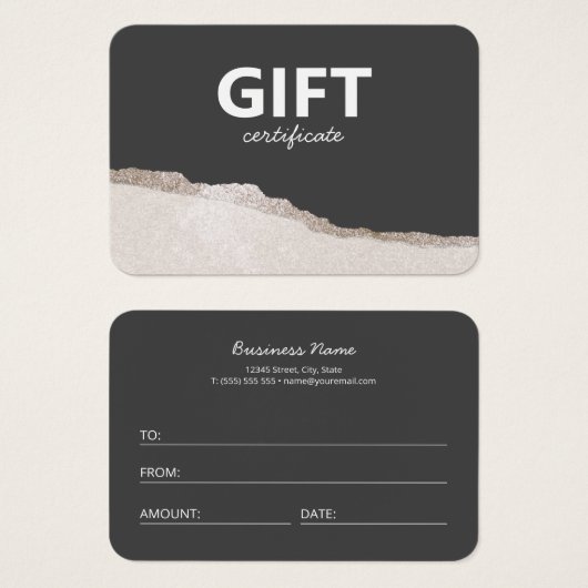 石モダンエレガント灰色の瑪瑙のギフト証明書 (正面&裏面)