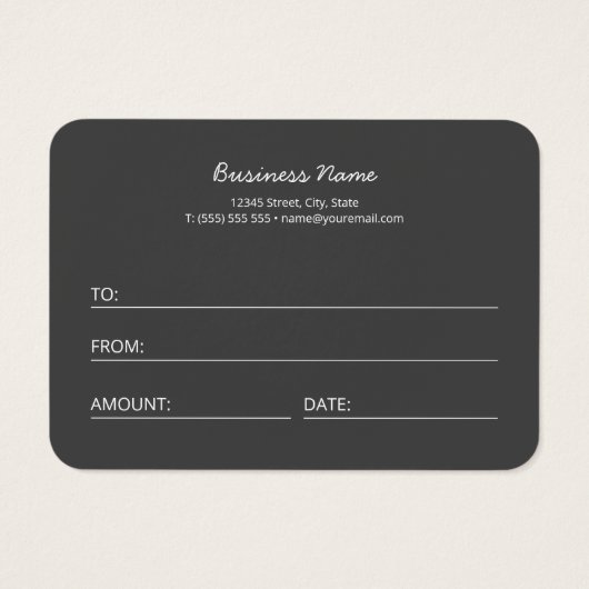 石モダンエレガント灰色の瑪瑙のギフト証明書 (裏面)