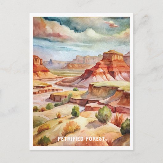 石化された森林国立公園の水の色絵画の ポストカード (正面)