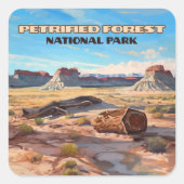 石化された森林国立公園アリゾナ砂漠 スクエアシール (正面)