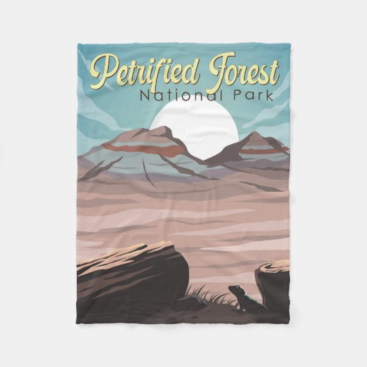 石化された森林国立公園イラストレーション旅行 フリースブランケット (正面)