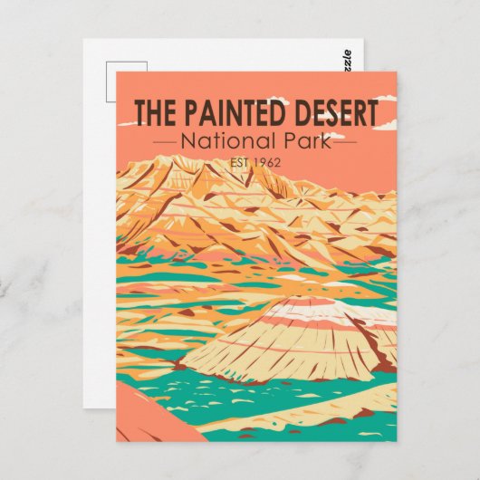 石化された森林国立公園ザ絵を描デザデザート ポストカード (正面/裏面)