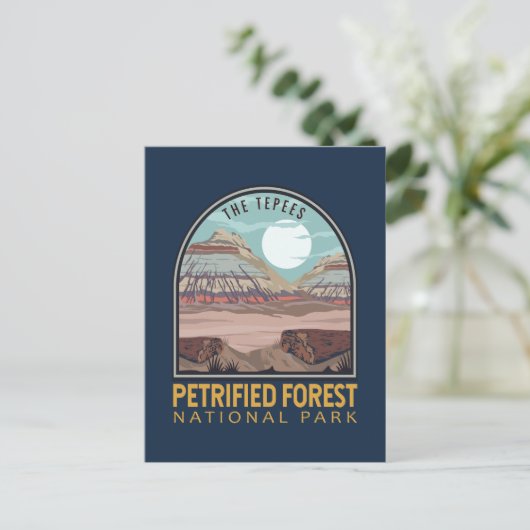 石化された森林国立公園ヴィンテージの紋章 ポストカード (スタンド正面)