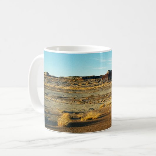 石化された森林砂漠アリゾナの風景の写真 コーヒーマグカップ (正面左)