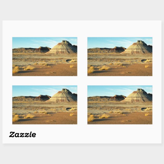 石化された森林砂漠アリゾナの風景の写真 長方形シール (シート)