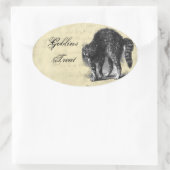 石化された猫のハロウィーン 楕円形シール (バッグ)