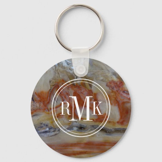 石化した木材のクローズアップ キーホルダー (正面)