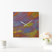 石化木材クローズアップ スクエア壁時計 (ホーム)