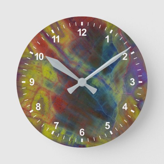 石化木材（垂直） ラウンド壁時計 (正面)