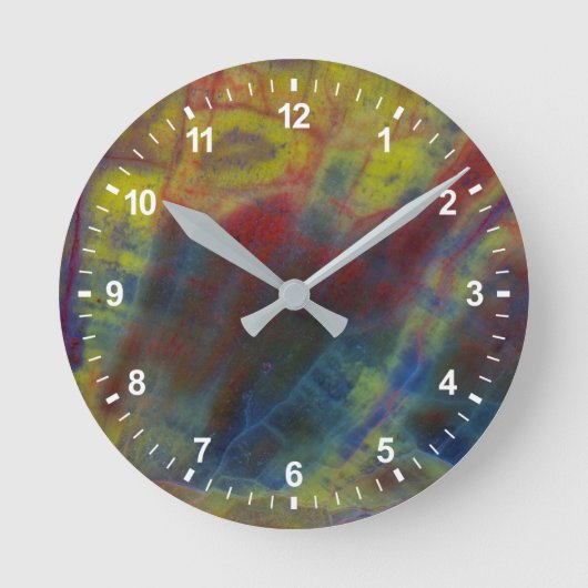 石化木材（横） ラウンド壁時計 (正面)