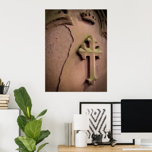 石十字墓石 ポスター (ホームオフィス)