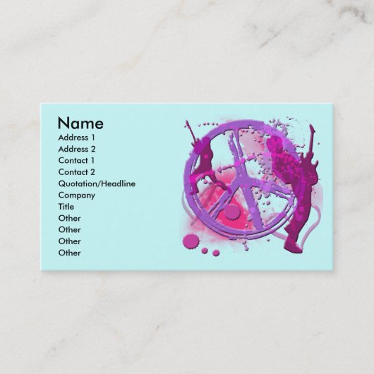 石及びロールレトロのピースサインのプロフィールカード 名刺 (正面)