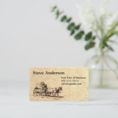 石及び駅馬車のスケッチの両側をカスタマイズ 名刺 (スタンド正面)