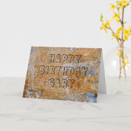 石器時代のハッピーバースデーギャリー カード (黄色い花)
