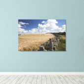 石垣に沿って建てられた有刺鉄柵 キャンバスプリント (インサイチュ (ウッドフロア))