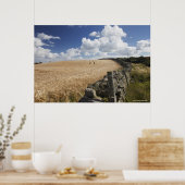 石垣に沿って建てられた有刺鉄柵 ポスター (キッチン)