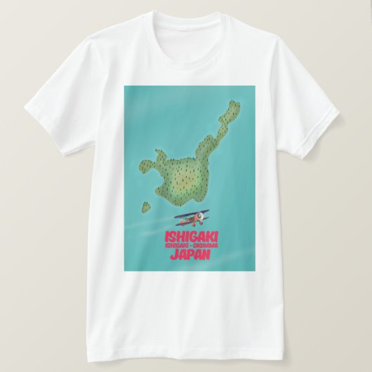 石垣沖縄県日本の地図 Tシャツ (デザイン正面)