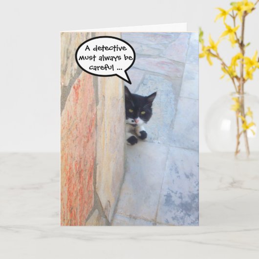 石壁の奥の探偵猫 カード (黄色い花)