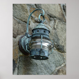 石壁の屋外ランプ ポスター