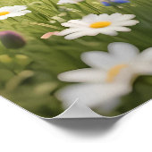 石壁の廃墟の草原の花アート ポスター (角)