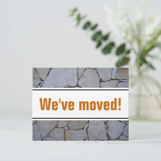 石壁の背景を持つポストカードの移動 案内ポストカード (スタンド正面)