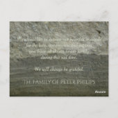 石壁フォトフレーム悔やみや弔慰ありがとうはがき ポストカード (裏面)