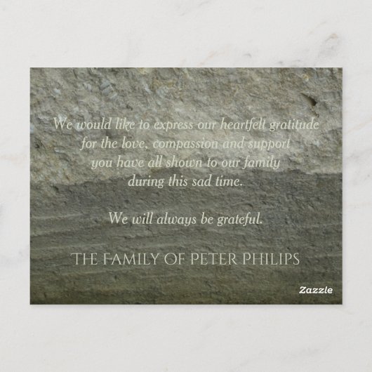石壁フォトフレーム悔やみや弔慰ありがとうはがき ポストカード (裏面)