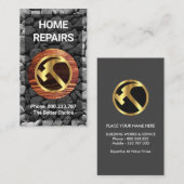 石壁木材プラカード金ゴールドハンマー 名刺 (正面/裏面)