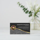 石壁金ゴールド波レンガ層 名刺 (スタンド正面)