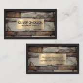 石壁 | 金ゴールドメタルのブラシ付きフレーム 名刺 (正面/裏面)