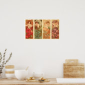 石大切と花Alphonseミュシャ1900 ポスター (キッチン)