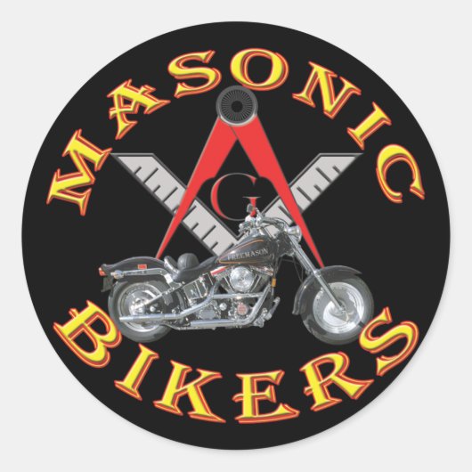 石大工のバイクもしくは自転車に乗る人 ラウンドシール (正面)
