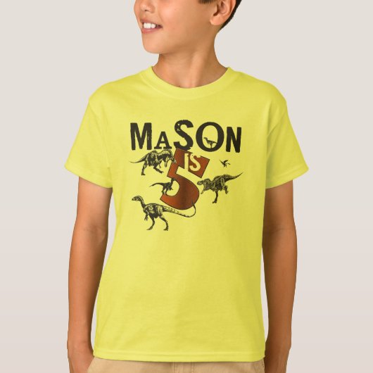 石大工の恐竜の誕生日のワイシャツ Tシャツ (正面)