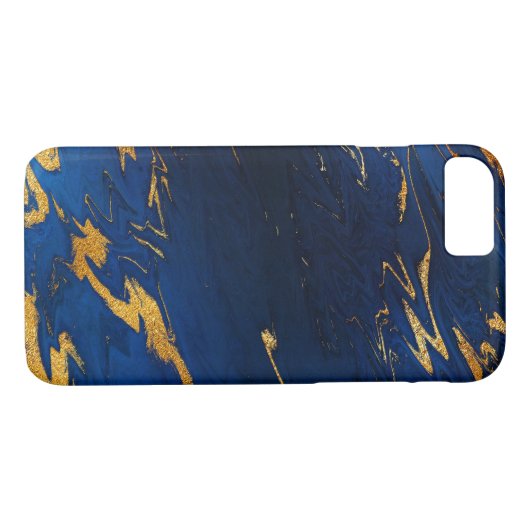 石大理石コバルトブルー金ゴールドブラックiPhoneサムスン Case-Mate iPhoneケース (裏面(横))