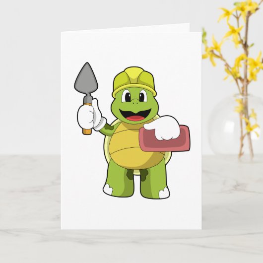 石工のカメ カード (黄色い花)