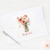 石工の瓶にケシが入ってありがとう スクエアシール (封筒)