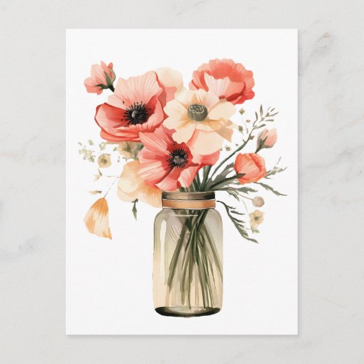 石工の瓶の中のケシ類 ポストカード (正面)