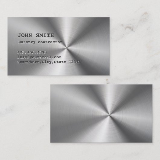 石工クールでフェイクなステンレス鋼 名刺 (正面/裏面)