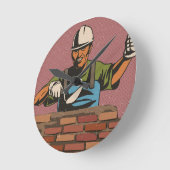 石工労働者 ラウンド壁時計 (傾斜)