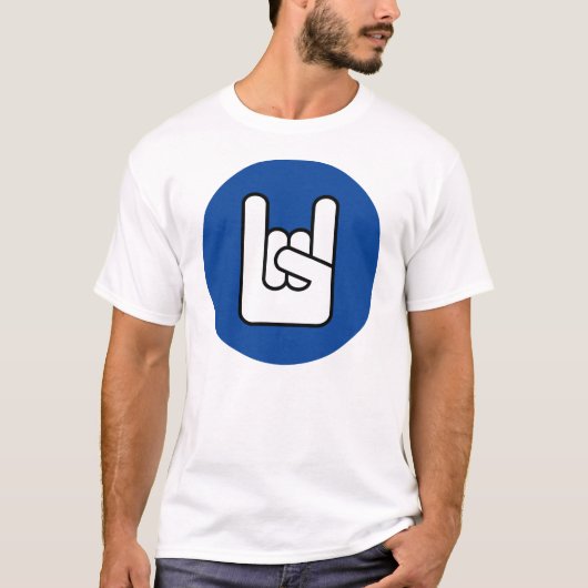 石手の青のワイシャツの石 Tシャツ (正面)
