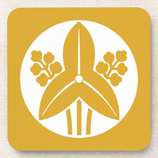 石持ち地抜き立ち沢瀉 コースター (正面)