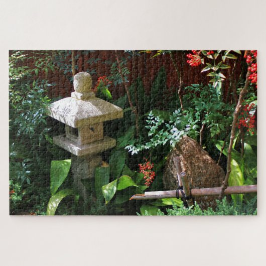 石日本の灯篭と鹿の飛蚊器 ジグソーパズル (横)