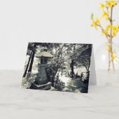 石日本の灯篭 カード (黄色い花)