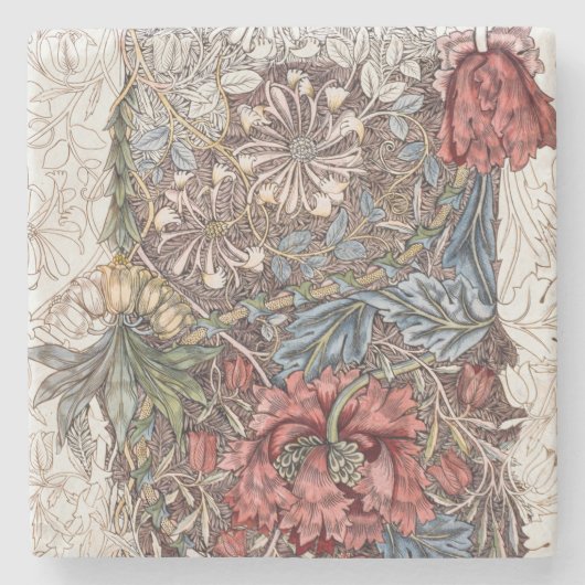 石材コースター：ウィリアム・モリス：野生チューリップ ストーンコースター (正面)