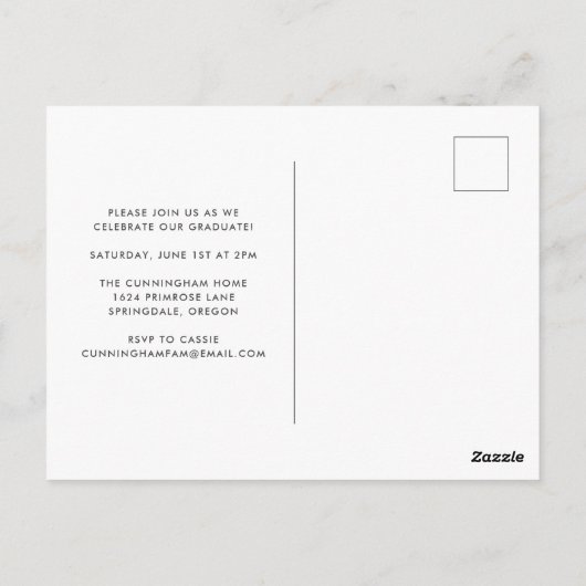 石板おめでとう大学院写真卒業招待状 ポストカード (裏面)