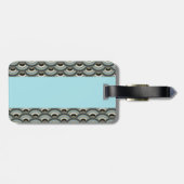 石板とライトブルーのアールデコ曲線パターン ラゲッジタグ (裏面横)