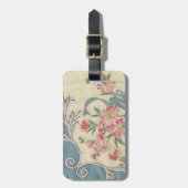 石板のブルーリボンのピンクのPosiesのハンカチの荷物のラベル ラゲッジタグ (正面縦)