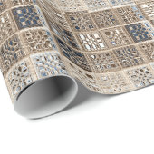石板の茶色がかった鋼色のサリーのモザイク模様の芸術 ラッピングペーパー (ロールコーナー)