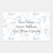 石板の青い水色の葉パターンラベル 長方形シール (正面)